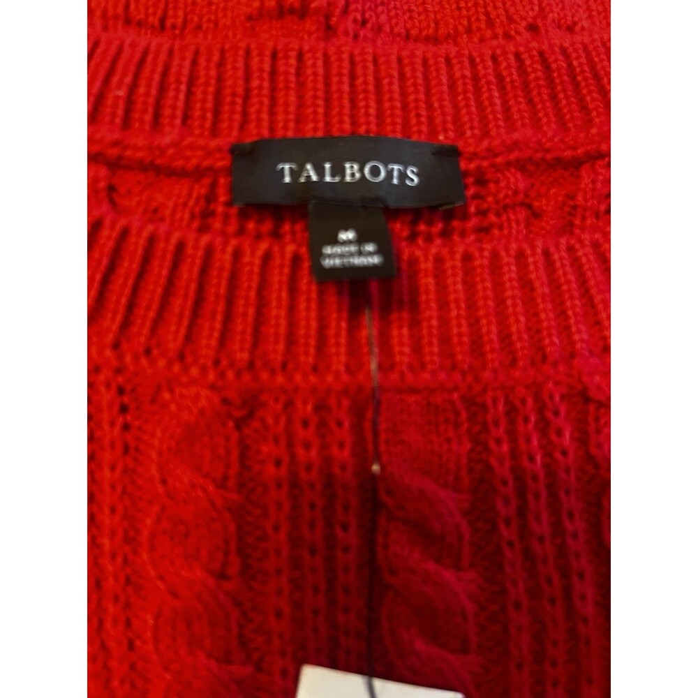 Talbots Women’s Round Neck Sweater Red Buttons Long Sleeve Valentine Classic NWT - Picture 5 of 6